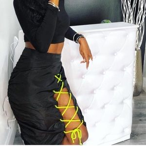 Black Satin Lace Skirt